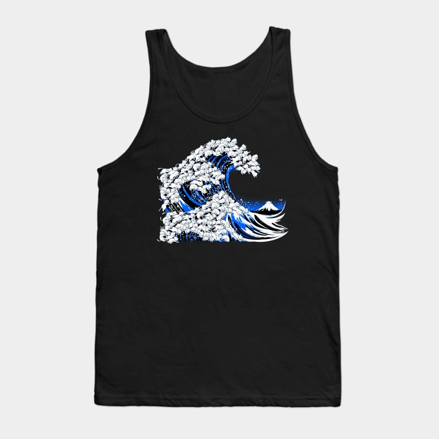 Kanagawa Cat Wave Black Tank Top by Tobe_Fonseca